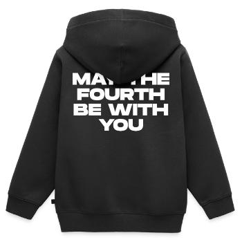 Möge der Vierte - Kinder Premium Organic Zip Hoodie - Schwarz - Hinten - AI Model Kid Male (0cm)