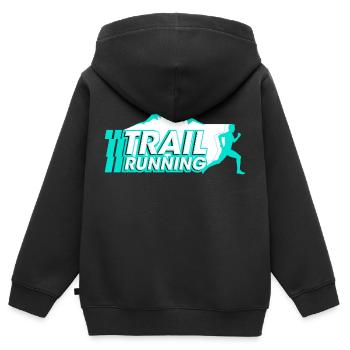 trail running - Sweat Premium à capuche zippé enfant bio - noir - Dos - AI Model Kid Male (0cm)