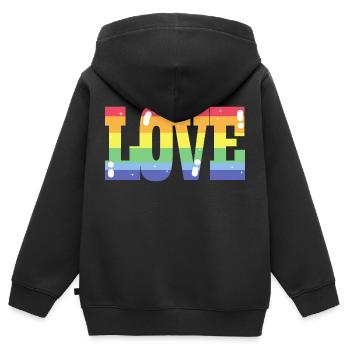 Pride Love Regenbogenfahne - Kinder Premium Organic Zip Hoodie - Schwarz - Hinten - AI Model Kid Male (0cm)
