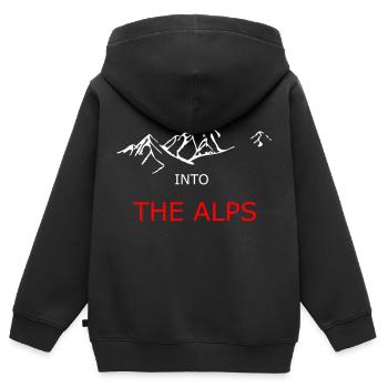 text into the alps - Kinder Premium Organic Zip Hoodie - Schwarz - Hinten - AI Model Kid Male (0cm)