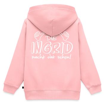 ingrid - Kinder Premium Organic Zip Hoodie - Rosa - Hinten - AI Model Kid Female (0cm)