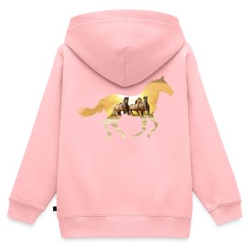 Pferd in der Dämmerung - Kinder Premium Organic Zip Hoodie - Rosa - Hinten - AI Model Kid Female (0cm)