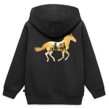 Cheval au crépuscule - Sweat Premium à capuche zippé enfant bio - noir - Dos - AI Model Kid Male (0cm)