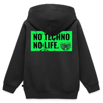 Techno Rave Raver dj hardstyle jumpstyle turntable - Sweat Premium à capuche zippé enfant bio - noir - Dos - AI Model Kid Male (0cm)