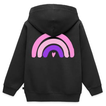 minimalistischer Regenbogen mit Herz - Kinder Premium Organic Zip Hoodie - Schwarz - Hinten - AI Model Kid Male (0cm)