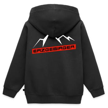 Erzgebirger - Kinder Premium Organic Zip Hoodie - Schwarz - Hinten - AI Model Kid Male (0cm)