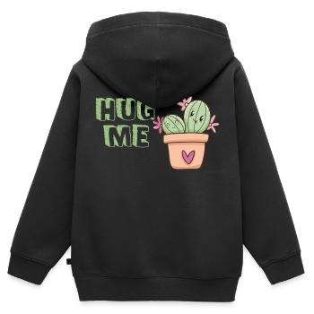 Hug me cactus hug cute - Kids Premium Organic Zip-up Hoodie - black - Back - AI Model Kid Male (0cm)