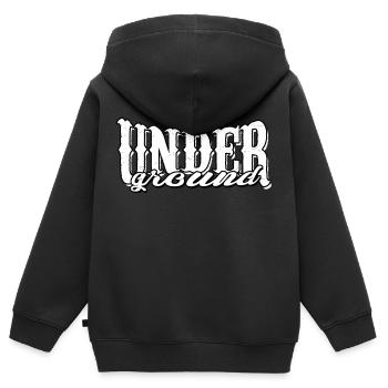 ghetto underground hip hop oldschool street urbain - Sweat Premium à capuche zippé enfant bio - noir - Dos - AI Model Kid Male (0cm)