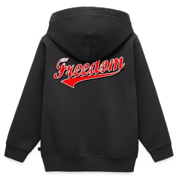 freedom free frei freiheit shirt sticker cap mütze - Kinder Premium Organic Zip Hoodie - Schwarz - Hinten - AI Model Kid Male (0cm)
