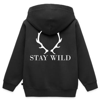 Stay Wild Wald - Kinder Premium Organic Zip Hoodie - Schwarz - Hinten - AI Model Kid Male (0cm)