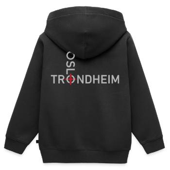 OSLO to TRONDHEIM - Kids Premium Organic Zip-up Hoodie - black - Back - AI Model Kid Male (0cm)