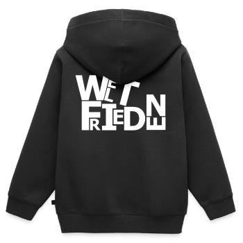 Weltfrieden - Kinder Premium Organic Zip Hoodie - Schwarz - Hinten - AI Model Kid Male (0cm)