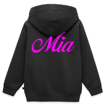 Mia - Kinder Premium Organic Zip Hoodie - Schwarz - Hinten - AI Model Kid Male (0cm)