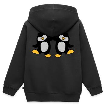 High Five Bienvenue Pingouins - Sweat Premium à capuche zippé enfant bio - noir - Dos - AI Model Kid Male (0cm)