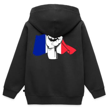 Faust Franzose Frankreich - Kinder Premium Organic Zip Hoodie - Schwarz - Hinten - AI Model Kid Male (0cm)