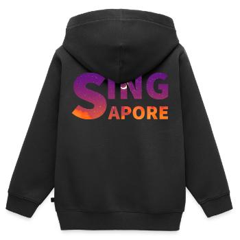Singapur - Kinder Premium Organic Zip Hoodie - Schwarz - Hinten - AI Model Kid Male (0cm)
