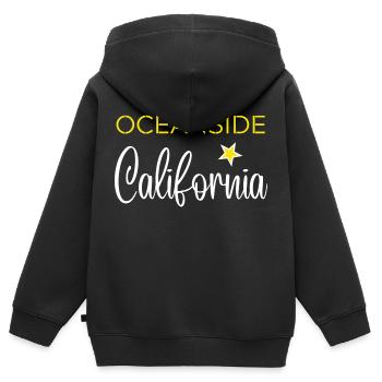 Oceanside California - Sweat Premium à capuche zippé enfant bio - noir - Dos - AI Model Kid Male (0cm)