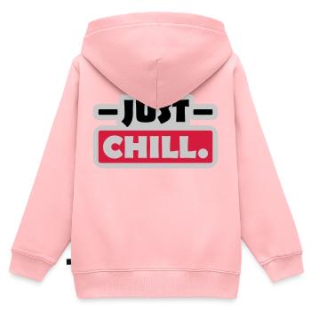 Just Chill Text Logo - Kids Premium Organic Zip-up Hoodie - rose - Back - AI Model Kid Female (0cm)