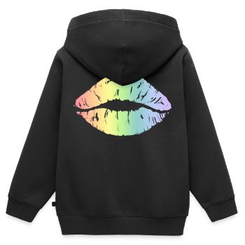 Lippen - Kinder Premium Organic Zip Hoodie - Schwarz - Hinten - AI Model Kid Male (0cm)