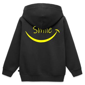 Smile - Kinder Premium Organic Zip Hoodie - Schwarz - Hinten - AI Model Kid Male (0cm)