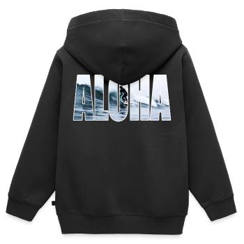 ALOHA - Sweat Premium à capuche zippé enfant bio - noir - Dos - AI Model Kid Male (0cm)