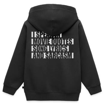 speak lyrics and sarcasm - Kids Premium Organic Zip-up Hoodie - black - Back - AI Model Kid Male (0cm)