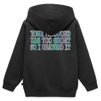 cadeau d’anniversaire amusant idée cadeau cadeau - Sweat Premium à capuche zippé enfant bio - noir - Dos - AI Model Kid Male (0cm)