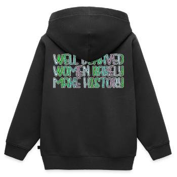humour Marche des femmes libérales Manifestation cool - Sweat Premium à capuche zippé enfant bio - noir - Dos - AI Model Kid Male (0cm)