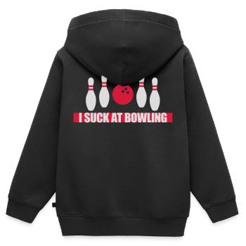 I suck at bowling - Kinder Premium Organic Zip Hoodie - Schwarz - Hinten - AI Model Kid Male (0cm)