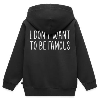 Ich will nicht berühmt sein - Kinder Premium Organic Zip Hoodie - Schwarz - Hinten - AI Model Kid Male (0cm)