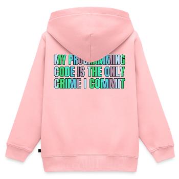 quote programming - Kinder Premium Organic Zip Hoodie - Rosa - Hinten - AI Model Kid Female (0cm)