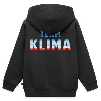 Team Klima | Warming Stripes - Kinder Premium Organic Zip Hoodie - Schwarz - Hinten - AI Model Kid Male (0cm)