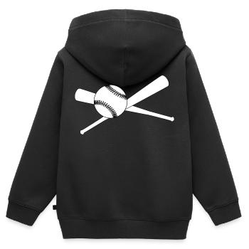 Baseball und 2 Schläger - Kinder Premium Organic Zip Hoodie - Schwarz - Hinten - AI Model Kid Male (0cm)