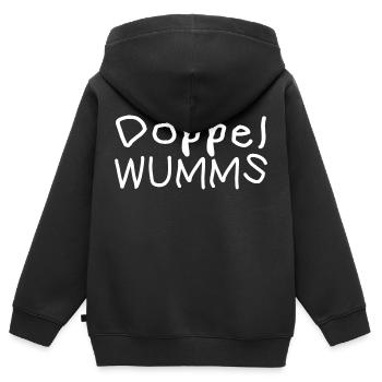Doppel Wumms (Kinderschrift) - Kinder Premium Organic Zip Hoodie - Schwarz - Hinten - AI Model Kid Male (0cm)