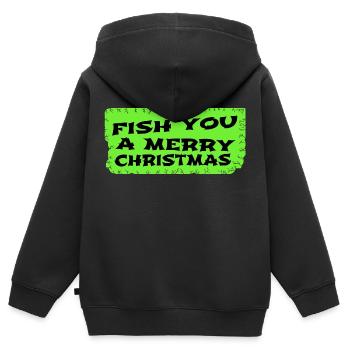Fish Hook Rod Bday Animation Tournois de pêche - Sweat Premium à capuche zippé enfant bio - noir - Dos - AI Model Kid Male (0cm)