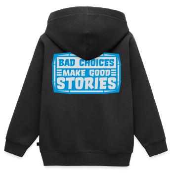 Mauvaises décisions, belles histoires - Sweat Premium à capuche zippé enfant bio - noir - Dos - AI Model Kid Male (0cm)