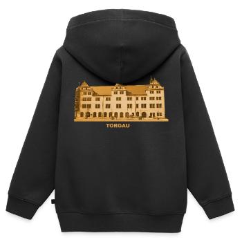 Hôtel de ville de Torgau Elbe Saxe du Nord - Sweat Premium à capuche zippé enfant bio - noir - Dos - AI Model Kid Male (0cm)