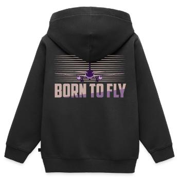 Born To Fly Aviation Pilot Airline - Kinder Premium Organic Zip Hoodie - Schwarz - Hinten - AI Model Kid Male (0cm)