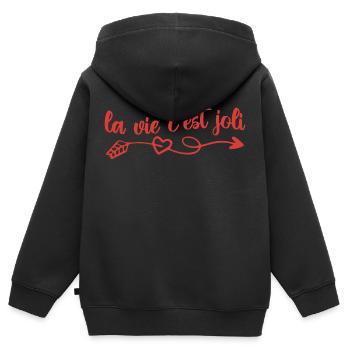 la vie c'est joli - Sweat Premium à capuche zippé enfant bio - noir - Dos - AI Model Kid Male (0cm)