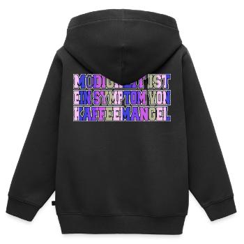morgenmuffel bürotasse baristia koffein müdigkeit - Kinder Premium Organic Zip Hoodie - Schwarz - Hinten - AI Model Kid Male (0cm)