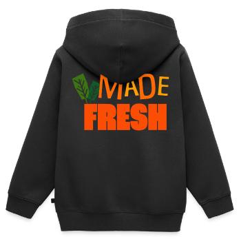 Fait frais - Sweat Premium à capuche zippé enfant bio - noir - Dos - AI Model Kid Male (0cm)