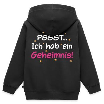 Psssst Ich Habe Ein Geheimnis Nachwuchs Schwanger - Kinder Premium Organic Zip Hoodie - Schwarz - Hinten - AI Model Kid Male (0cm)