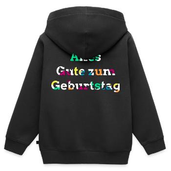 Alles Gute zum Geburtstag - Kinder Premium Organic Zip Hoodie - Schwarz - Hinten - AI Model Kid Male (0cm)