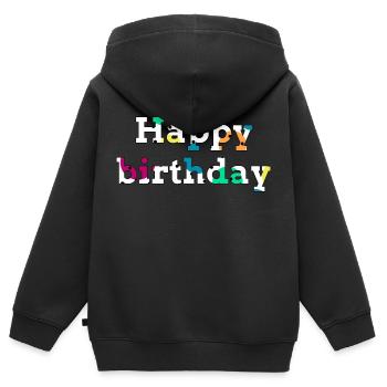 Bon anniversaire - Sweat Premium à capuche zippé enfant bio - noir - Dos - AI Model Kid Male (0cm)