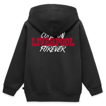 Liverpool - Kinder Premium Organic Zip Hoodie - Schwarz - Hinten - AI Model Kid Male (0cm)