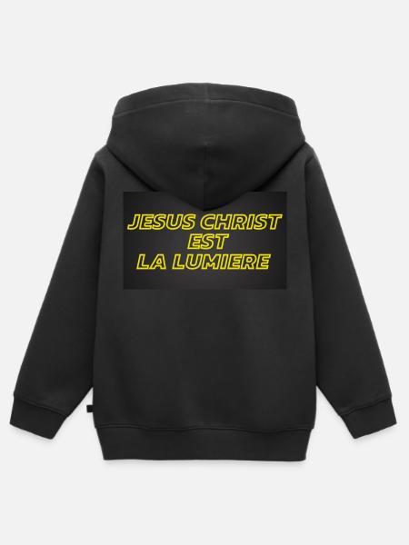Jésus christ est la lumière - Sweat Premium à capuche zippé enfant bio - noir