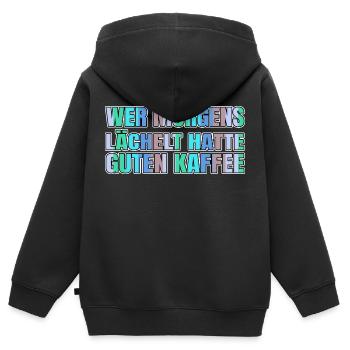 kaffeeliebhaber kaffeebecher baristia süchtig bday - Kinder Premium Organic Zip Hoodie - Schwarz - Hinten - AI Model Kid Male (0cm)