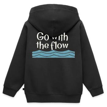 Suivez le courant - Sweat Premium à capuche zippé enfant bio - noir - Dos - AI Model Kid Male (0cm)