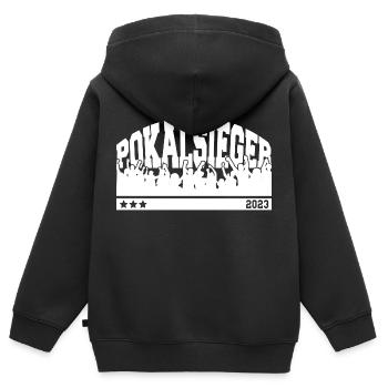 Pokalsieger 2023 - So sehen Sieger aus - Kinder Premium Organic Zip Hoodie - Schwarz - Hinten - AI Model Kid Male (0cm)