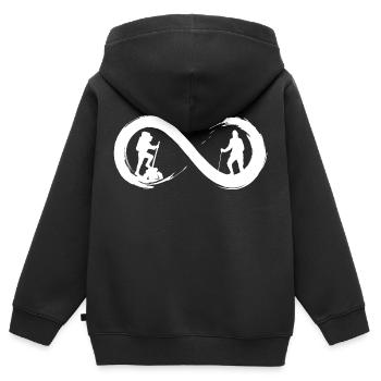 Wandern bis ins Unendliche - Kinder Premium Organic Zip Hoodie - Schwarz - Hinten - AI Model Kid Male (0cm)
